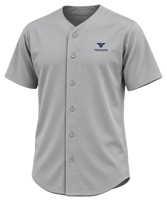 TECHZIC Classic Full-Button Baseball Jersey in Grey
