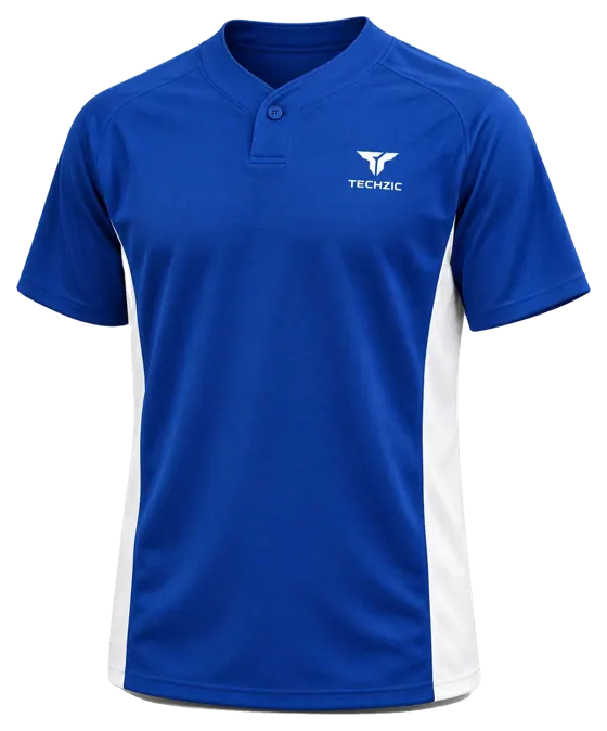 TECHZIC One-Button Side-Panel Baseball Jersey - Royal / White