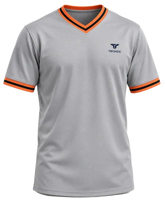 TECHZIC Striped V-Neck Team Jersey - Grey / Orange / Black