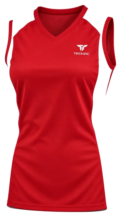 TECHZIC Ladies Sleeveless Team Jersey in Red / White