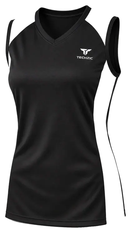 TECHZIC Ladies Sleeveless Team Jersey in Black / White