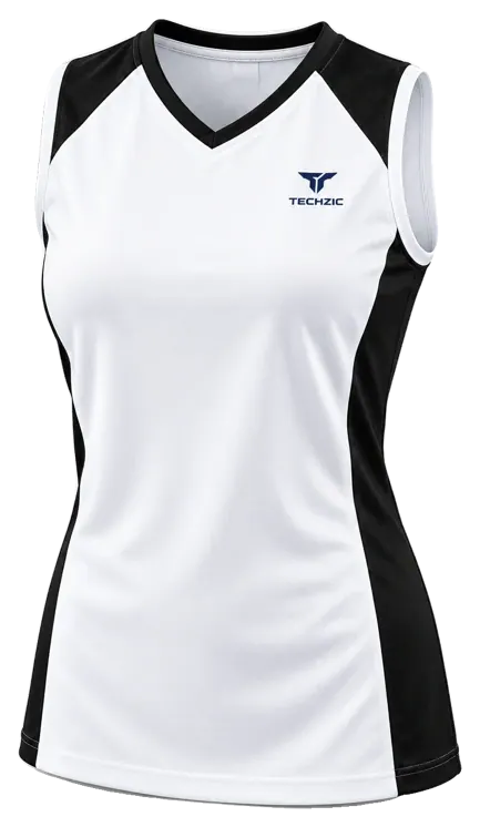 TECHZIC Ladies Sleeveless Team Jersey in White / Black