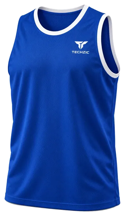 TECHZIC Classic Bound-Trim Basketball Jersey - Royal / White