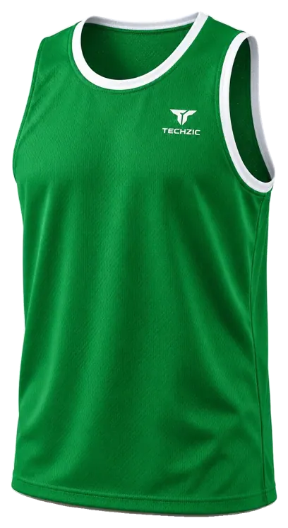 TECHZIC Classic Bound-Trim Basketball Jersey in Kelly / White
