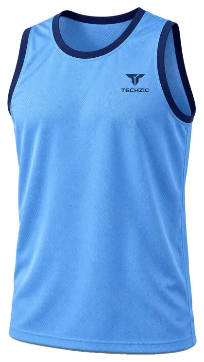TECHZIC Classic Bound-Trim Basketball Jersey in Sky / Navy