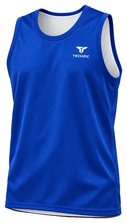 TECHZIC Reversible Mesh Basketball Jersey - Royal / White