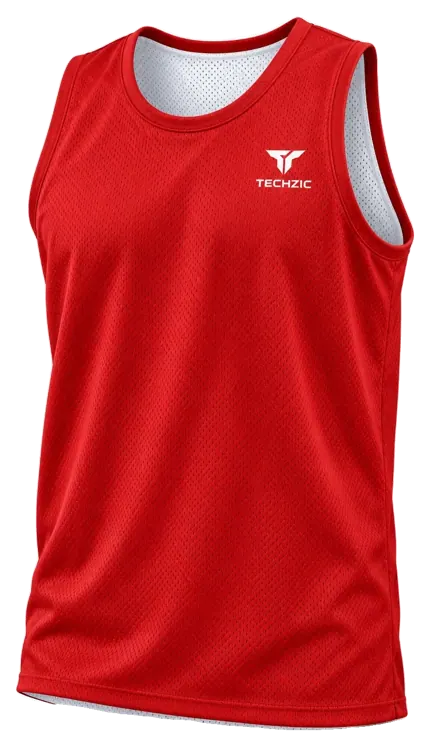 TECHZIC Reversible Mesh Basketball Jersey in Red / White