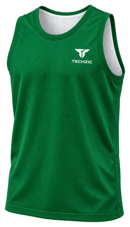 TECHZIC Reversible Mesh Basketball Jersey in Kelly / White