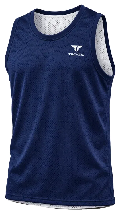 TECHZIC Reversible Mesh Basketball Jersey in Navy / White