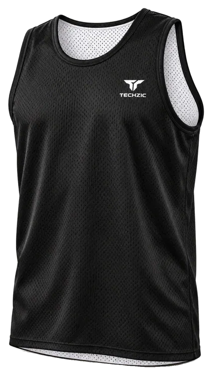 TECHZIC Reversible Mesh Basketball Jersey in Black / White