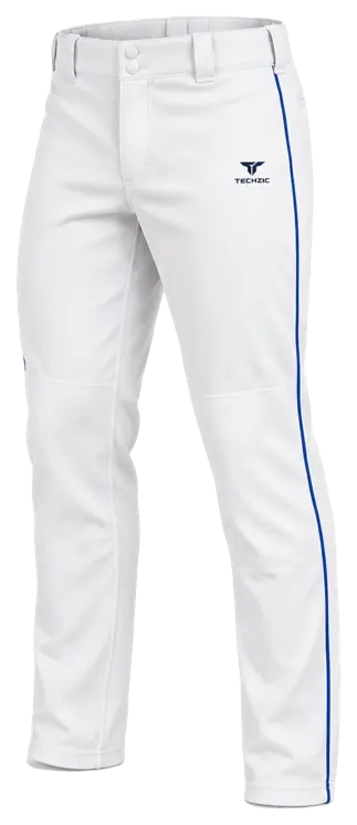TECHZIC Piped Tapered Pro Baseball Pants - White / Royal