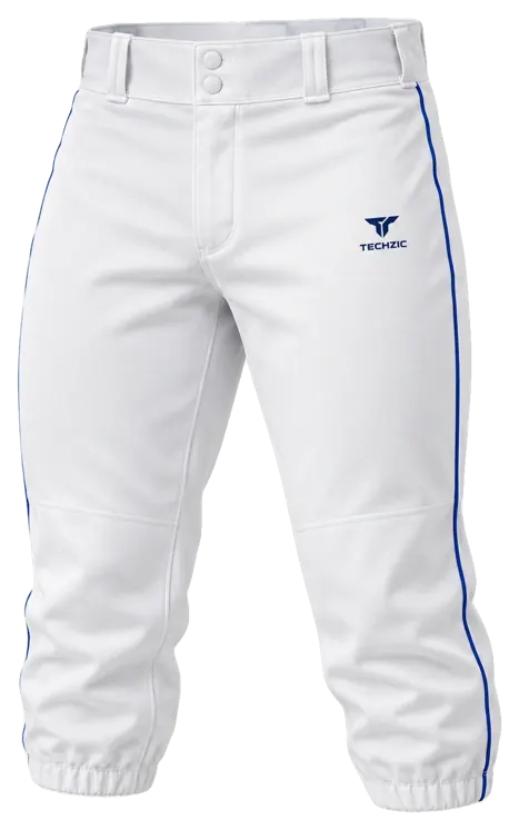 TECHZIC Piped Tapered Knicker Baseball Pants - White / Royal