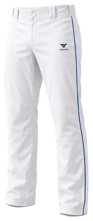 TECHZIC Piped Relaxed Pro Baseball Pants - White / Royal