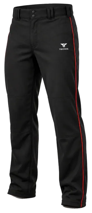 TECHZIC Piped Relaxed Pro Baseball Pants in Black / Red