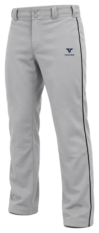 TECHZIC Piped Relaxed Pro Baseball Pants in Grey / Black