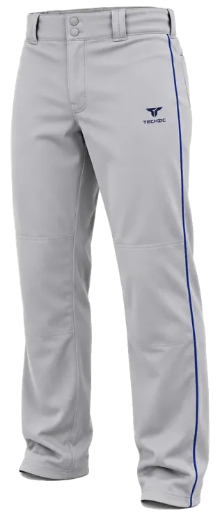 TECHZIC Piped Relaxed Pro Baseball Pants in Grey / Royal
