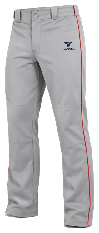 TECHZIC Piped Relaxed Pro Baseball Pants in Grey / Red