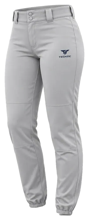 TECHZIC Ladies Elastic-Hem Baseball Pants - Grey