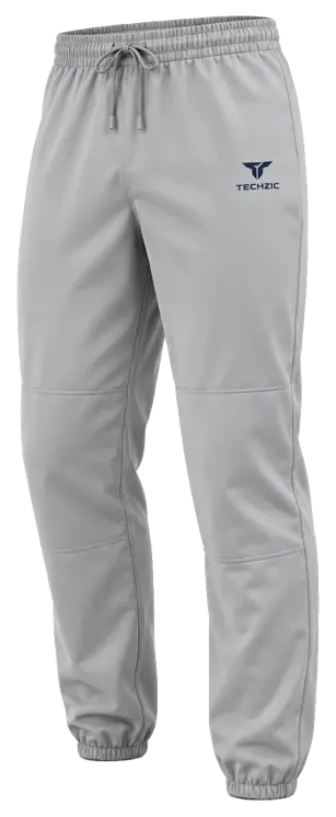 TECHZIC Drawstring Elastic-Hem Baseball Pants in Grey