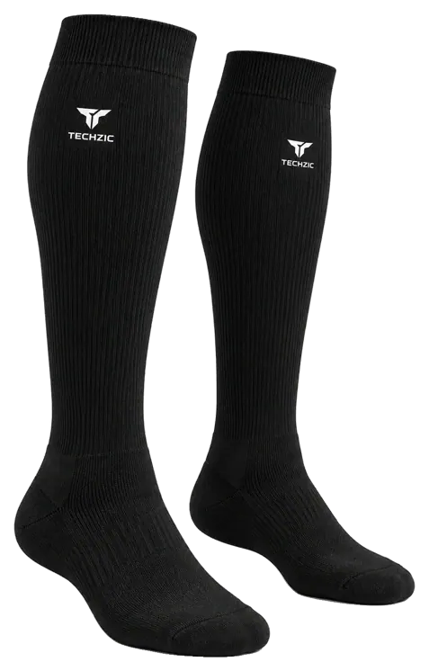 TECHZIC Classic Knee-High Baseball Socks in Black