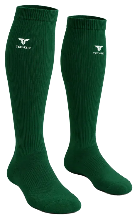 TECHZIC Classic Knee-High Baseball Socks in Dark Green
