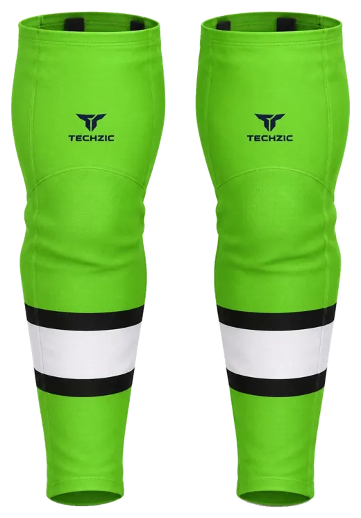 TECHZIC Pro Cut-and-Sew Hockey Socks - C1100-000 in Lime Green / Black / White