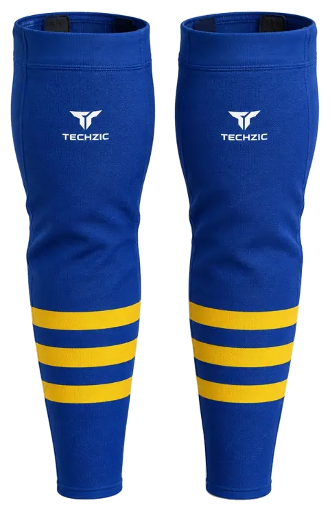 TECHZIC Pro Cut-and-Sew Hockey Socks - C1100-000 in Royal Blue / Gold