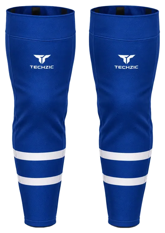TECHZIC Pro Cut-and-Sew Hockey Socks - C1100-000 in Royal Blue / White · Design 1