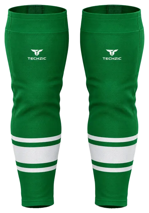 TECHZIC Pro Cut-and-Sew Hockey Socks - C1100-000 in Kelly Green / White