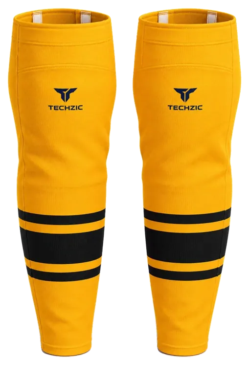 TECHZIC Pro Cut-and-Sew Hockey Socks - C1100-000 in Gold / Black