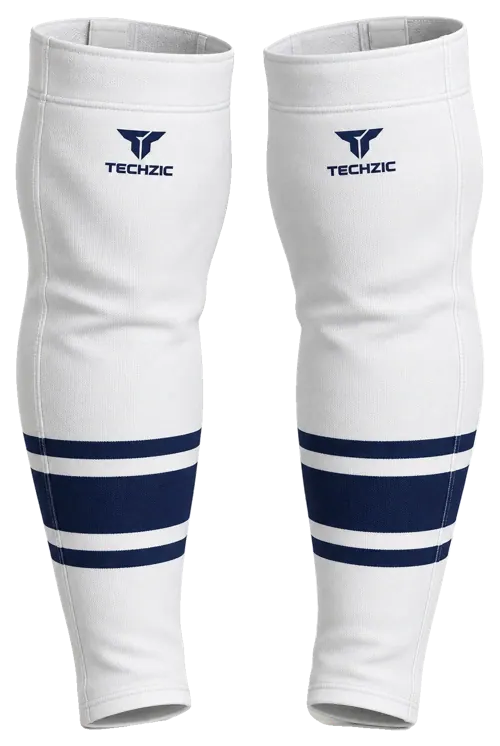 TECHZIC Pro Cut-and-Sew Hockey Socks - C1100-000 in White / Navy