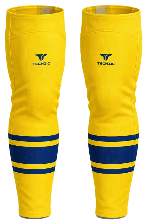 TECHZIC Pro Cut-and-Sew Hockey Socks - C1100-000 in Maize / Royal Blue