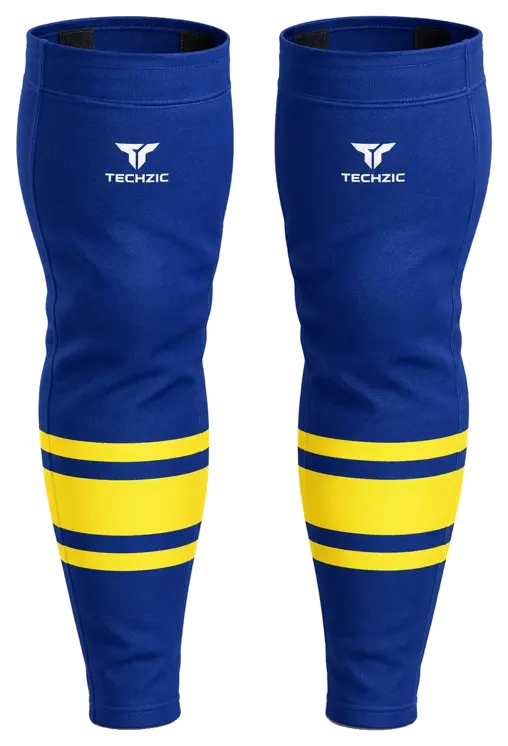 TECHZIC Pro Cut-and-Sew Hockey Socks - C1100-000 in Royal Blue / Maize