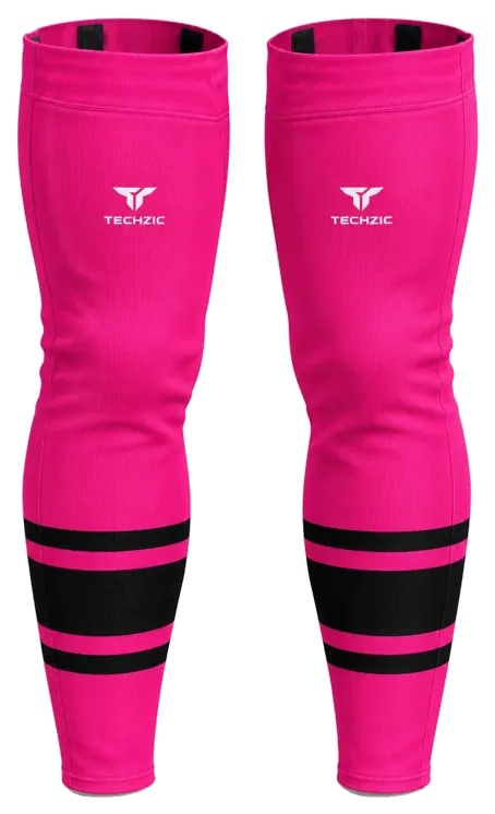 TECHZIC Pro Cut-and-Sew Hockey Socks - C1100-000 in Hot Pink / Black
