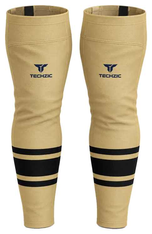 TECHZIC Pro Cut-and-Sew Hockey Socks - C1100-000 in Vegas Gold / Black
