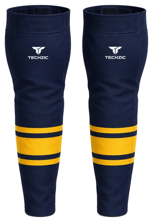 TECHZIC Pro Cut-and-Sew Hockey Socks - C1100-000 in Navy / Gold