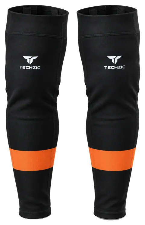 TECHZIC Pro Cut-and-Sew Hockey Socks - C1100-000 in Black / Orange