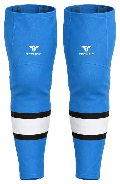 TECHZIC Pro Cut-and-Sew Hockey Socks - C1100-000 in Pro Blue / Black / White