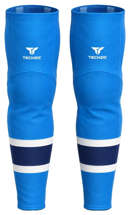 TECHZIC Pro Cut-and-Sew Hockey Socks - C1100-000 in Pro Blue / White / Navy