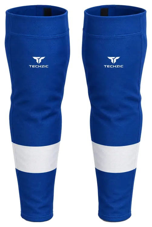 TECHZIC Pro Cut-and-Sew Hockey Socks - C1100-000 in Royal Blue / White · Design 2