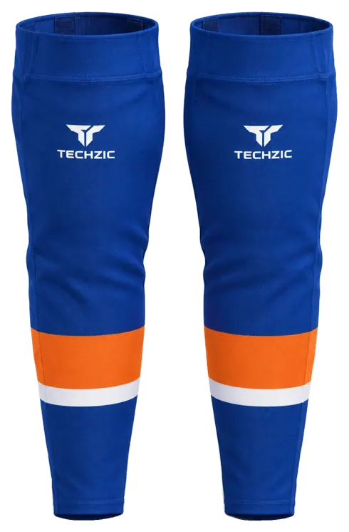 TECHZIC Pro Cut-and-Sew Hockey Socks - C1100-000 in Royal Blue / Orange / White
