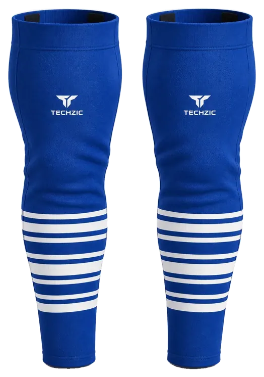 TECHZIC Pro Cut-and-Sew Hockey Socks - C1100-000 in Royal Blue / White · Design 3