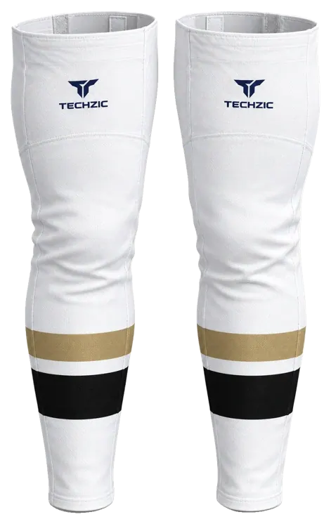TECHZIC Pro Cut-and-Sew Hockey Socks - C1100-000 in White / Vegas Gold / Black