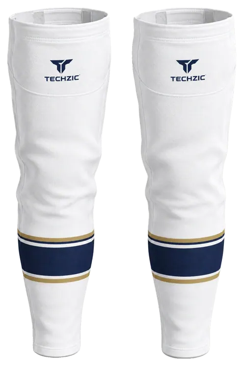 TECHZIC Pro Cut-and-Sew Hockey Socks - C1100-000 in White / Vegas Gold / Navy