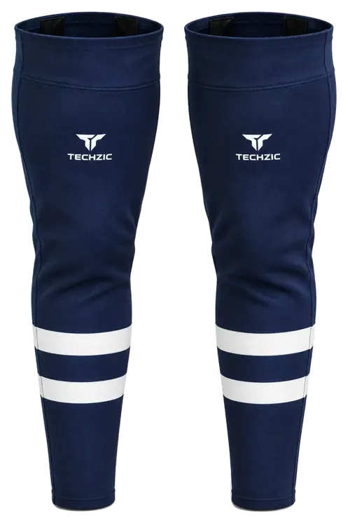 TECHZIC Pro Cut-and-Sew Hockey Socks - C1100-000 in Navy / White · Design 3