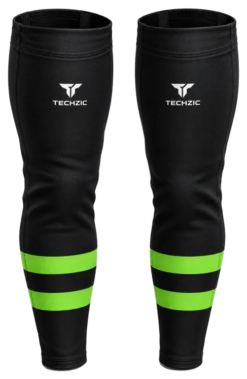 TECHZIC Pro Cut-and-Sew Hockey Socks - C1100-000 in Black / Lime Green