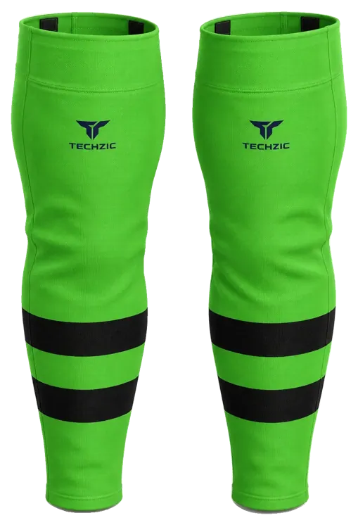 TECHZIC Pro Cut-and-Sew Hockey Socks - C1100-000 in Lime Green / Black · Design 2