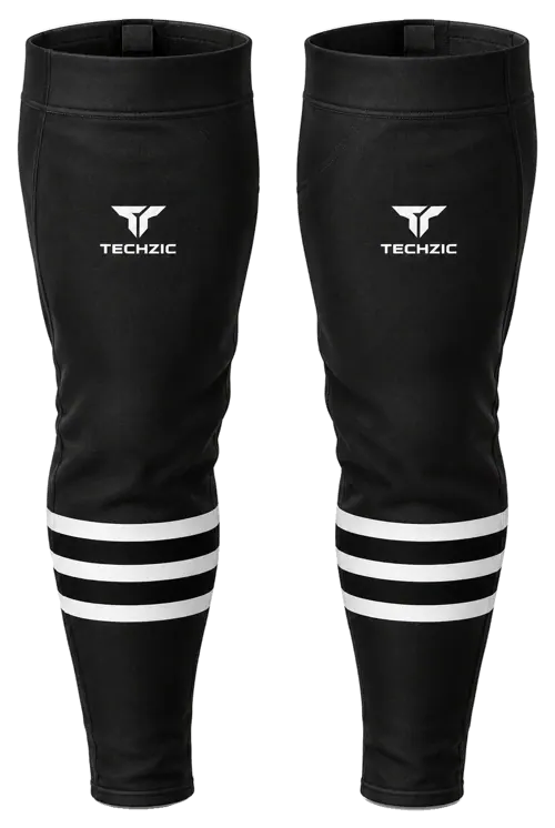 TECHZIC Pro Cut-and-Sew Hockey Socks - C1100-000 in Black / White · Design 2