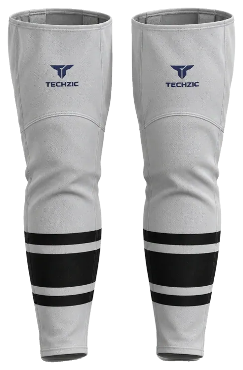 TECHZIC Pro Cut-and-Sew Hockey Socks - C1100-000 in Grey / Black