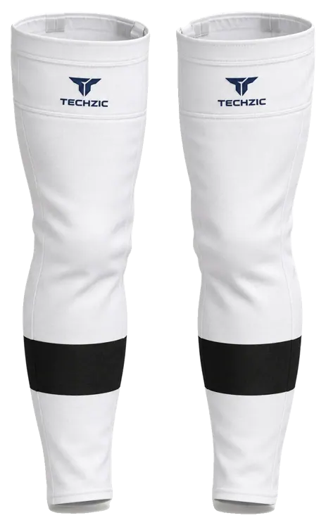 TECHZIC Pro Cut-and-Sew Hockey Socks - C1100-000 in White / Grey / Black
